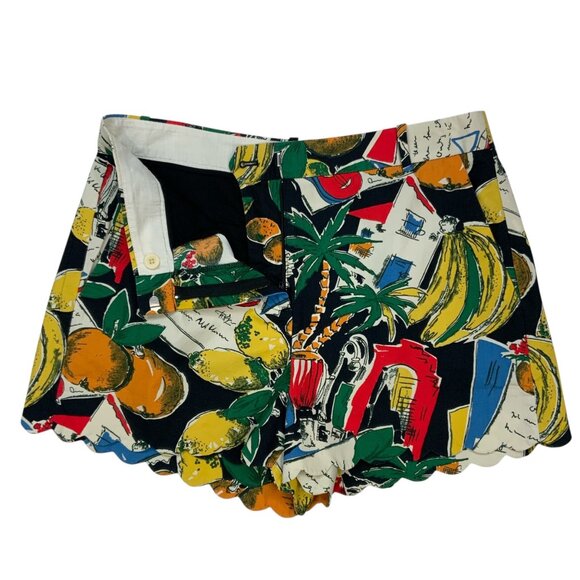 J. Crew Postcard Print High Waist Shorts 8 Scalloped - Picture 3 of 12